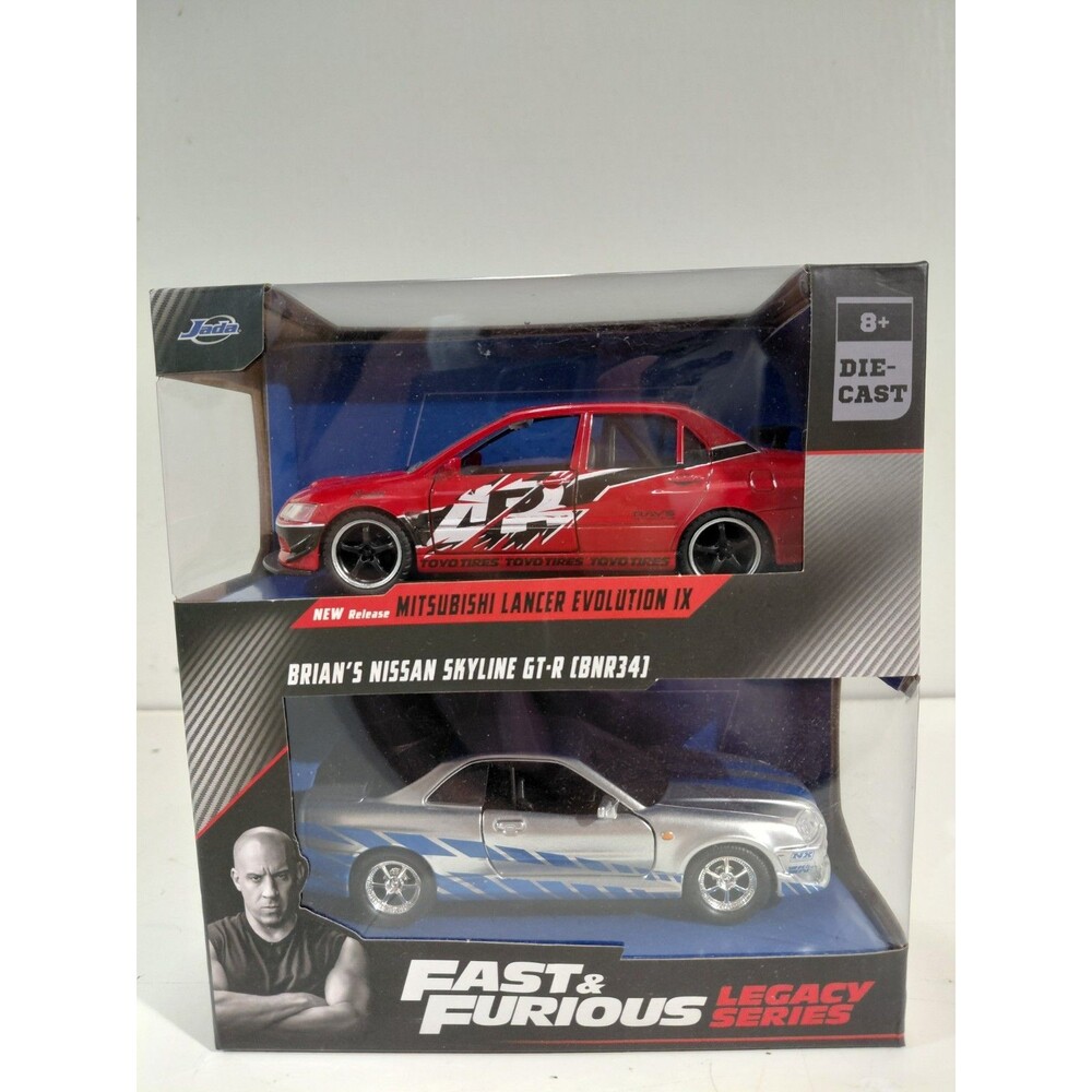 NIB Jada Fast & Furious 1:32 Die Cast Brian's Nissan Skyline GTR & Lancer Evo IX